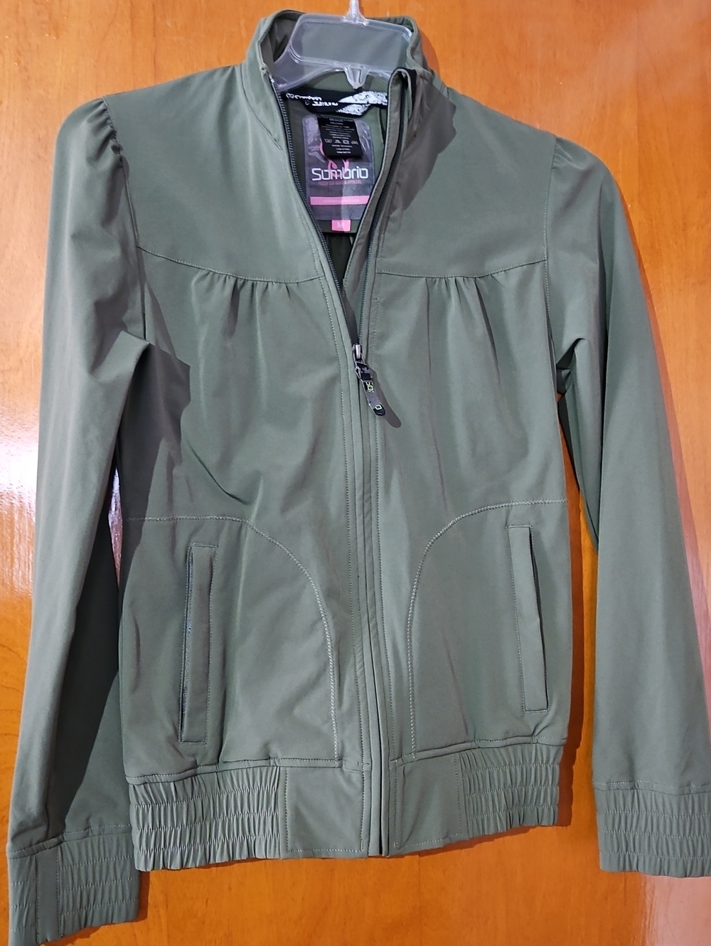 Women's Olive Green Bomber Jacket with Zip Front